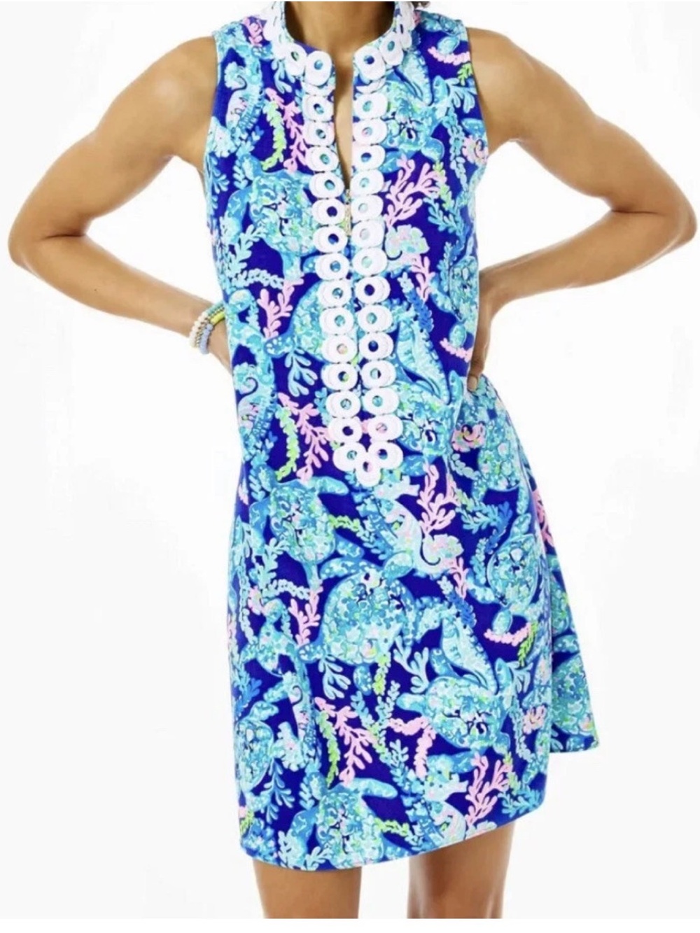 Lilly Pulitzer Jane Shift Dress Corsica Blue Turtle Villa size 2